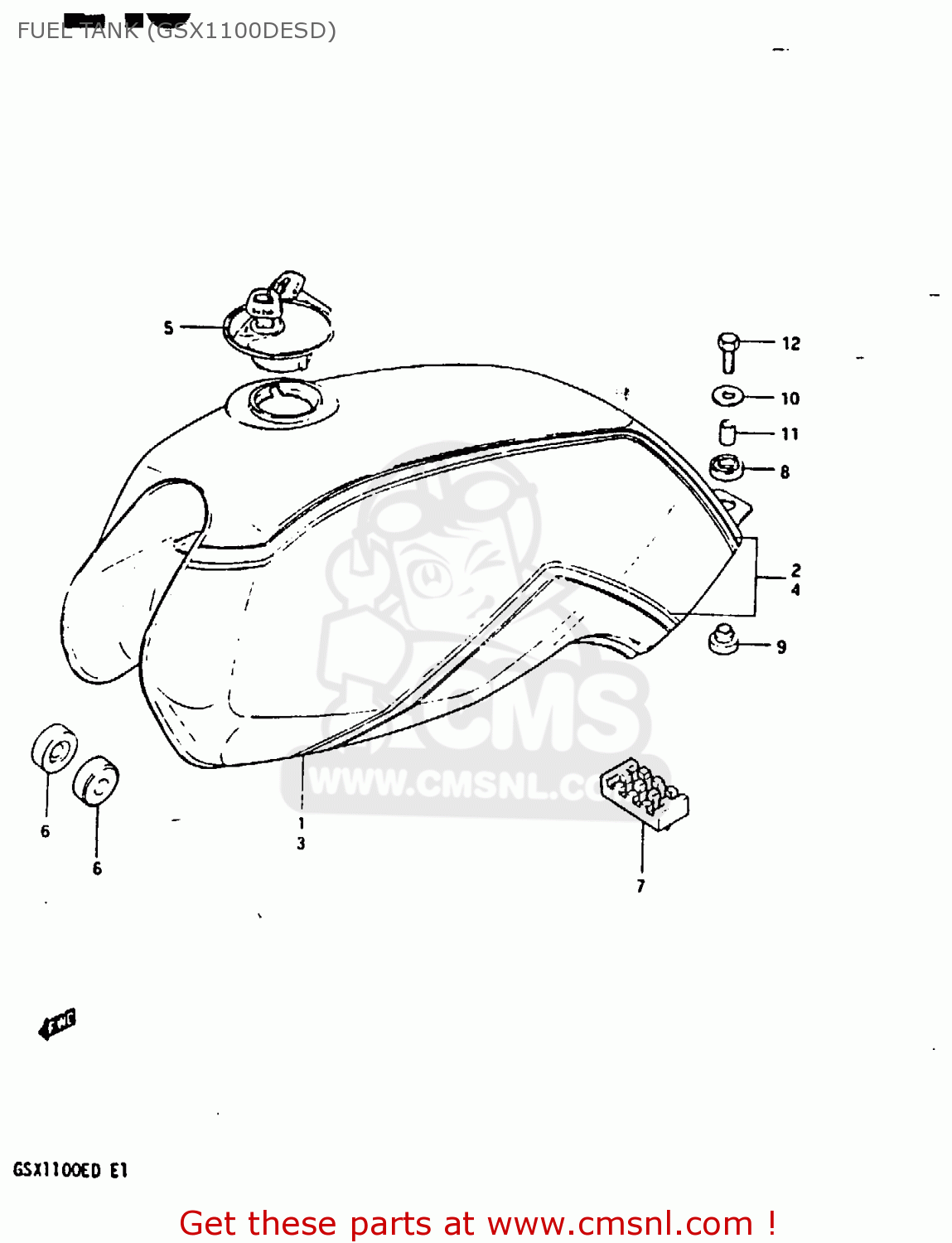 FUEL TANK (GSX1100DESD) GSX1100ES 1983 (D) UNITED KINGDOM GERMANY (E02 E22)