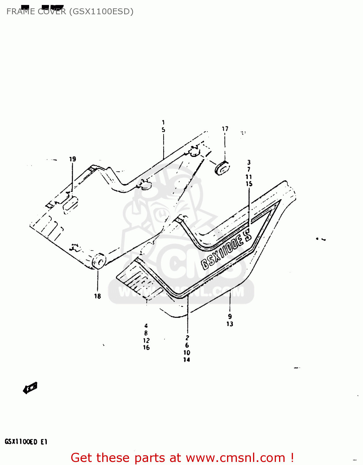 FRAME COVER (GSX1100ESD) GSX1100ES 1983 (D) UNITED KINGDOM GERMANY (E02 E22)