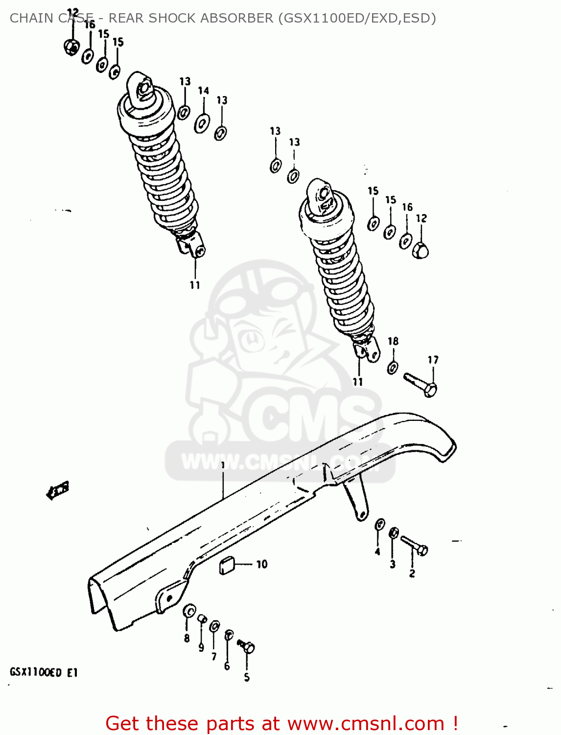 CHAIN CASE - REAR SHOCK ABSORBER (GSX1100ED/EXD,ESD) GSX1100ES 1983 (D) UNITED KINGDOM GERMANY (E02 E22)