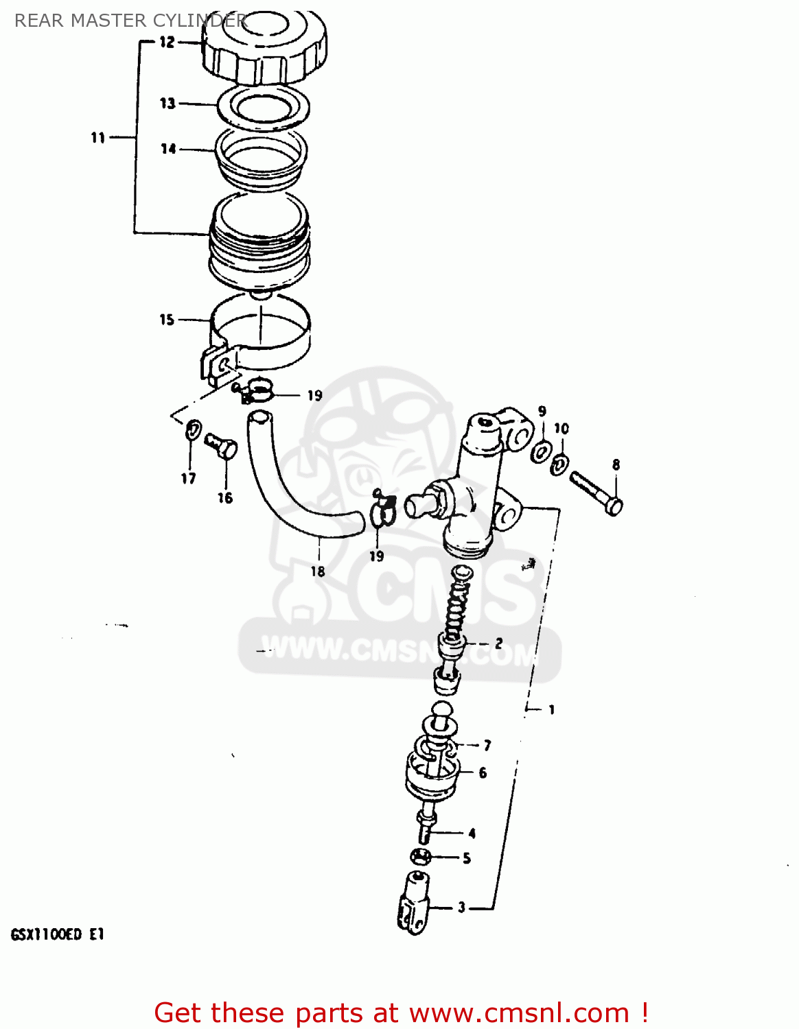 REAR MASTER CYLINDER GSX1100ES 1983 (D) UNITED KINGDOM GERMANY (E02 E22)
