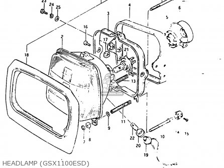 HEADLAMP (GSX1100ESD) - GSX1100ES 1983 (D) UNITED KINGDOM GERMANY (E02 E22)