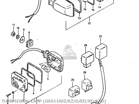 TURN SIGNAL LAMP (GSX1100Z/EZ/D/ED/XD/EXD) - GSX1100ES 1983 (D) UNITED KINGDOM GERMANY (E02 E22)