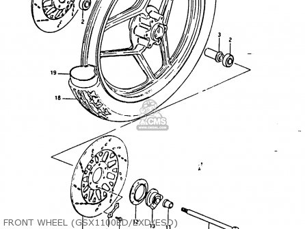 FRONT WHEEL (GSX1100ED/EXD/ESD) - GSX1100ES 1983 (D) UNITED KINGDOM GERMANY (E02 E22)
