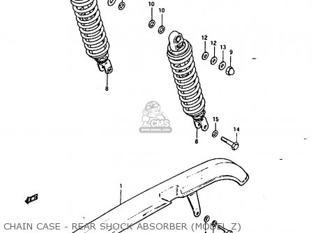 CHAIN CASE - REAR SHOCK ABSORBER (MODEL Z) - GSX1100ES 1983 (D) UNITED KINGDOM GERMANY (E02 E22)