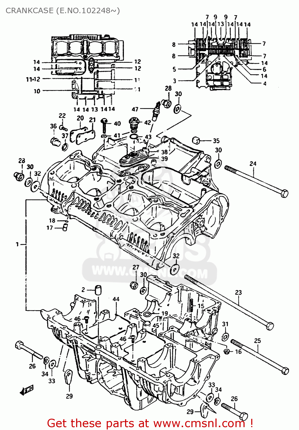CRANKCASE (E.NO.102248~) GSX1100ES 1984 (E) (E01 E06 E17 E24 E39)