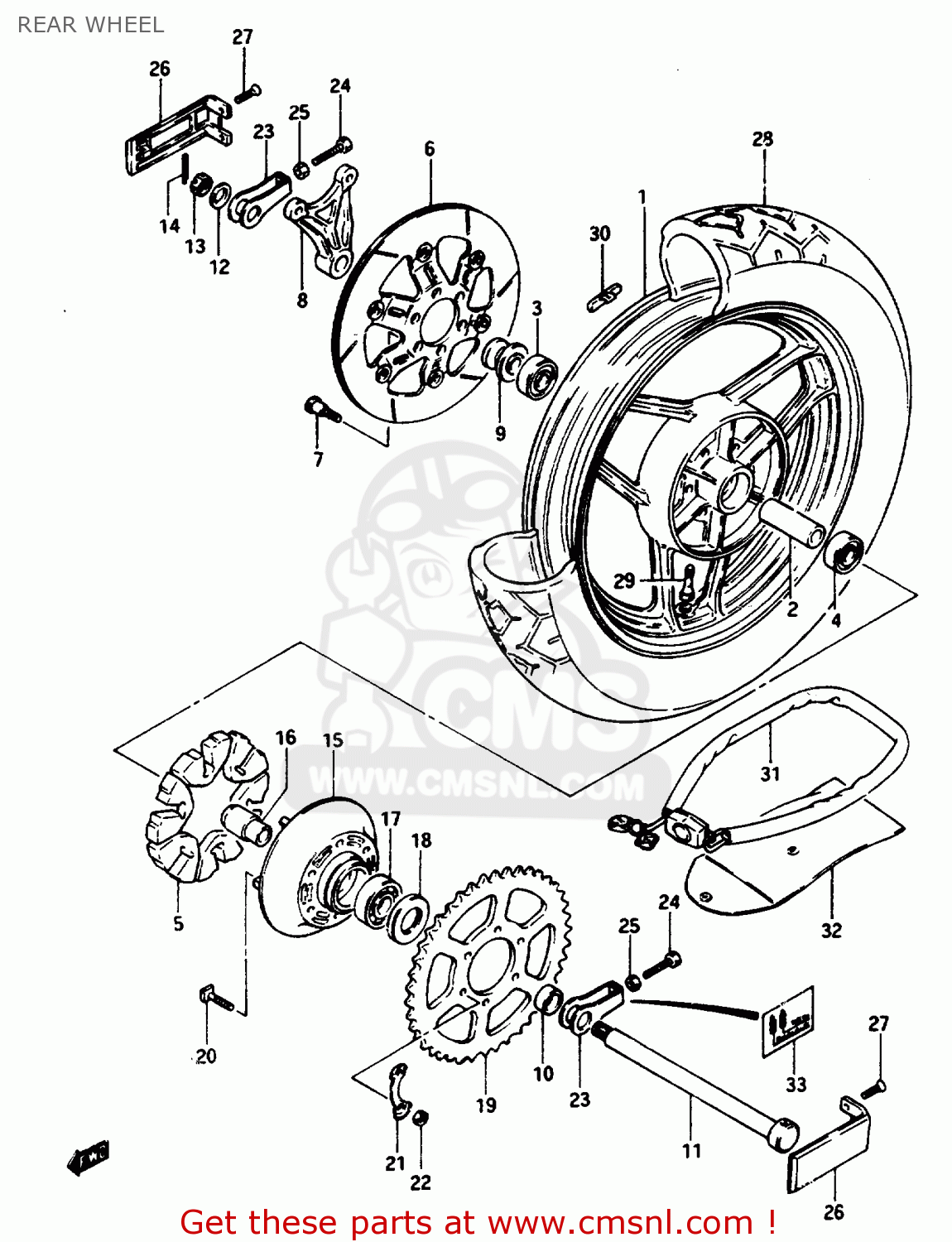 REAR WHEEL GSX1100ES 1984 (E) (E01 E06 E17 E24 E39)