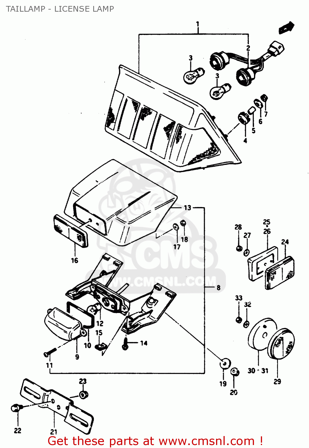 TAILLAMP - LICENSE LAMP GSX1100ES 1985 (F) (E01 E02 E17 E21 E22 E24 E25 E26 E34 E39)