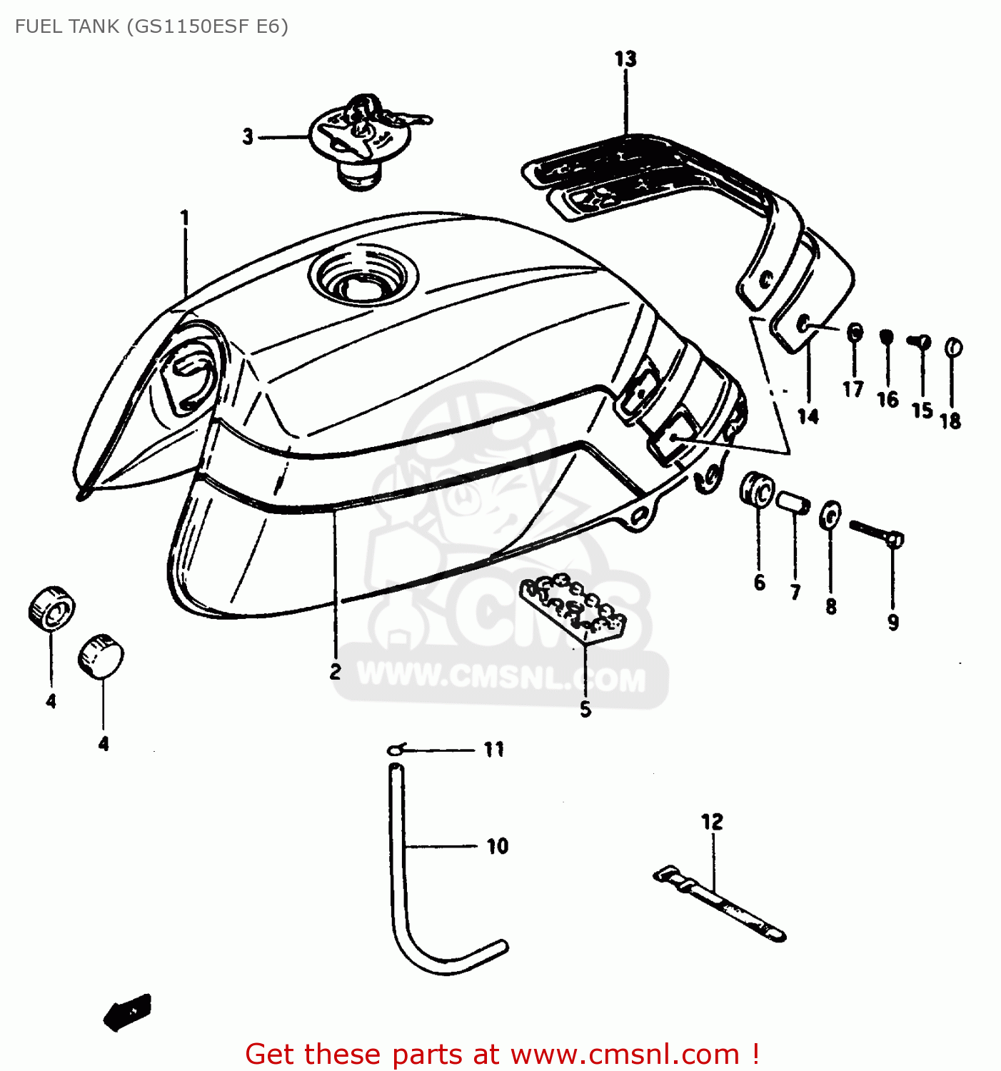FUEL TANK (GS1150ESF E6) GSX1100ES 1985 (F) (E01 E02 E17 E21 E22 E24 E25 E26 E34 E39)