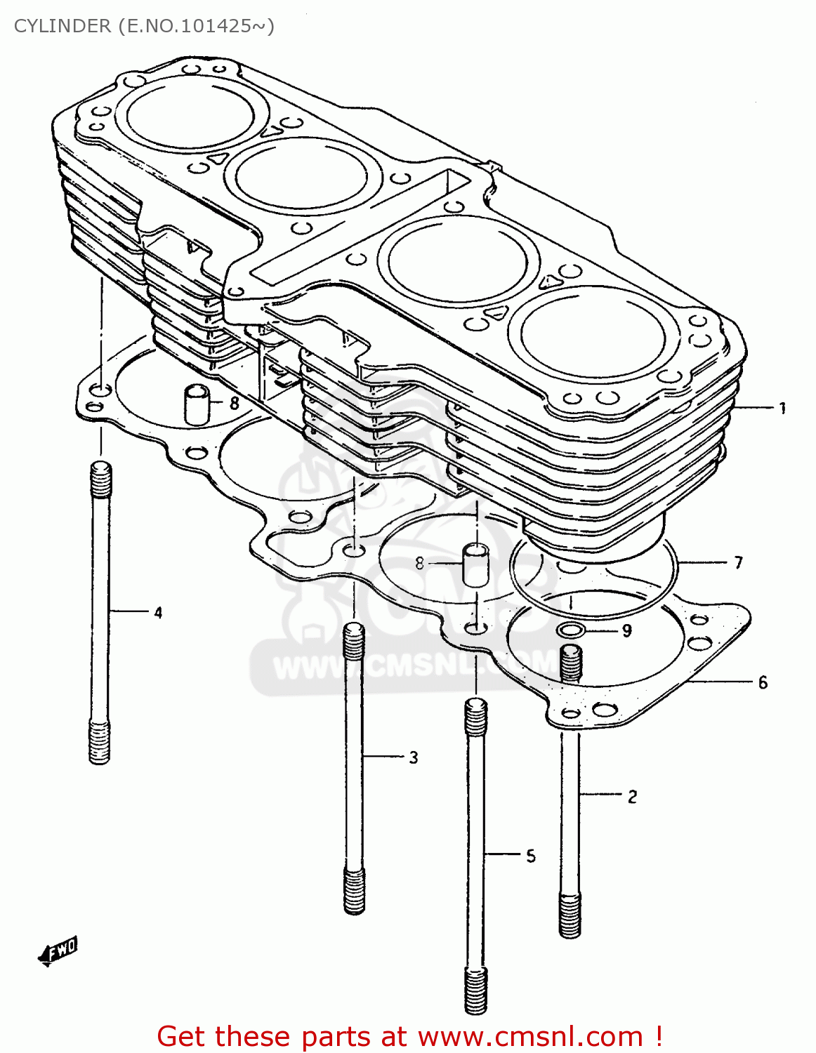 CYLINDER (E.NO.101425~) GSX1100ES 1985 (F) (E01 E02 E17 E21 E22 E24 E25 E26 E34 E39)