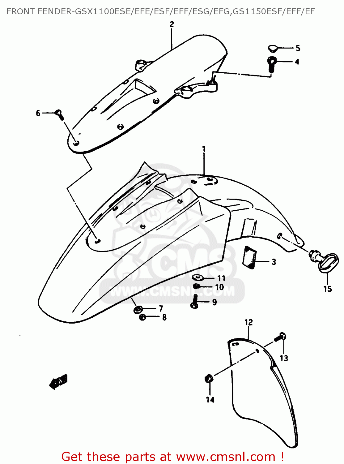 FRONT FENDER-GSX1100ESE/EFE/ESF/EFF/ESG/EFG,GS1150ESF/EFF/EF GSX1100ES 1985 (F) (E01 E02 E17 E21 E22 E24 E25 E26 E34 E39)