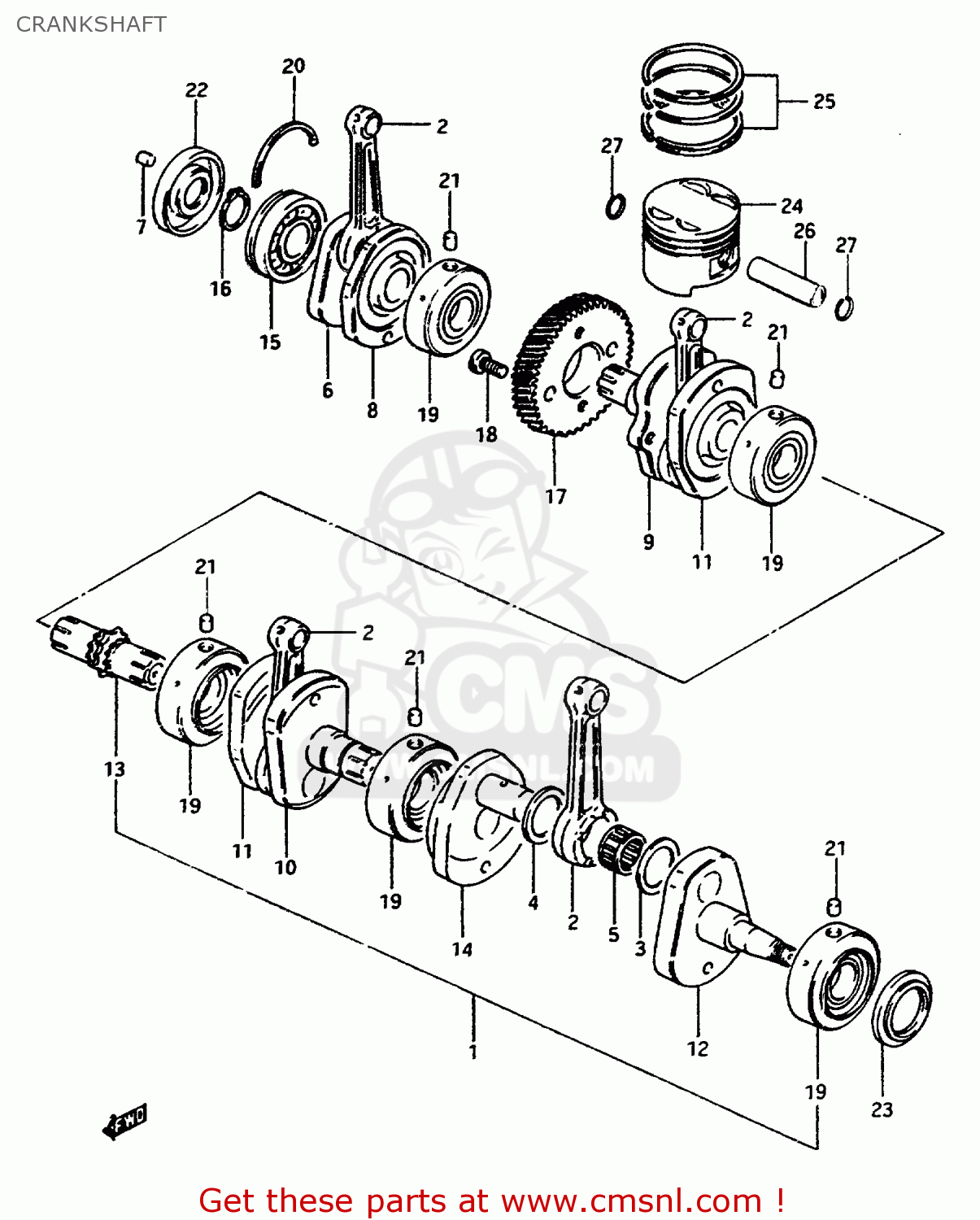 CRANKSHAFT GSX1100ES 1985 (F) (E01 E02 E17 E21 E22 E24 E25 E26 E34 E39)