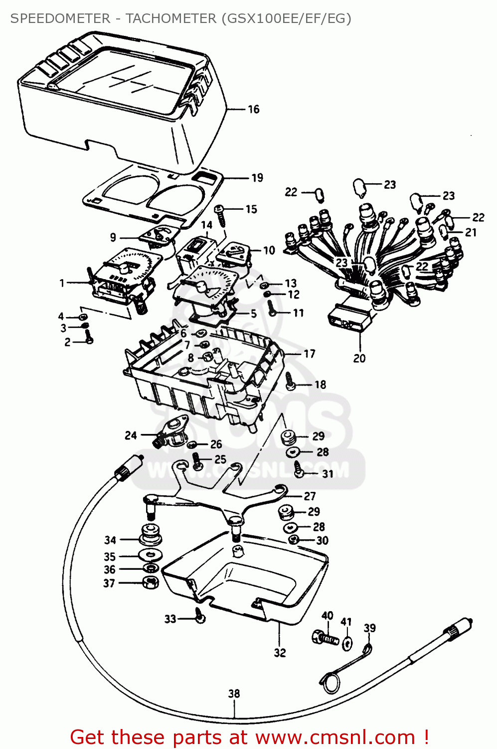 SPEEDOMETER - TACHOMETER (GSX100EE/EF/EG) GSX1100ES 1986 (G) (E01 E16 E17 E21 E22 E25 E34)