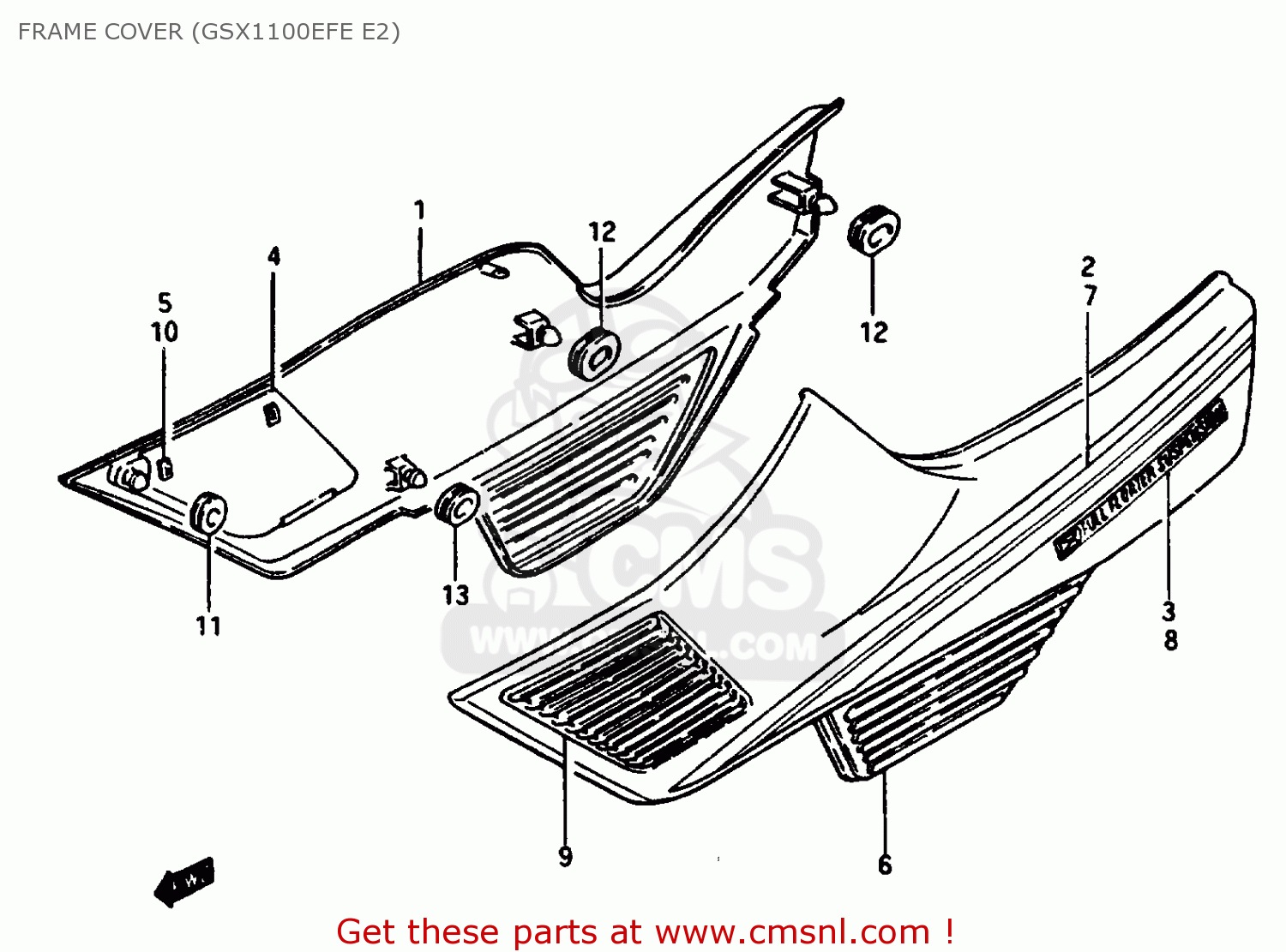 FRAME COVER (GSX1100EFE E2) GSX1100ES 1986 (G) (E01 E16 E17 E21 E22 E25 E34)