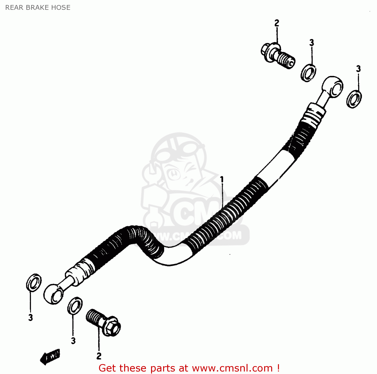 REAR BRAKE HOSE GSX1100ES 1986 (G) (E01 E16 E17 E21 E22 E25 E34)
