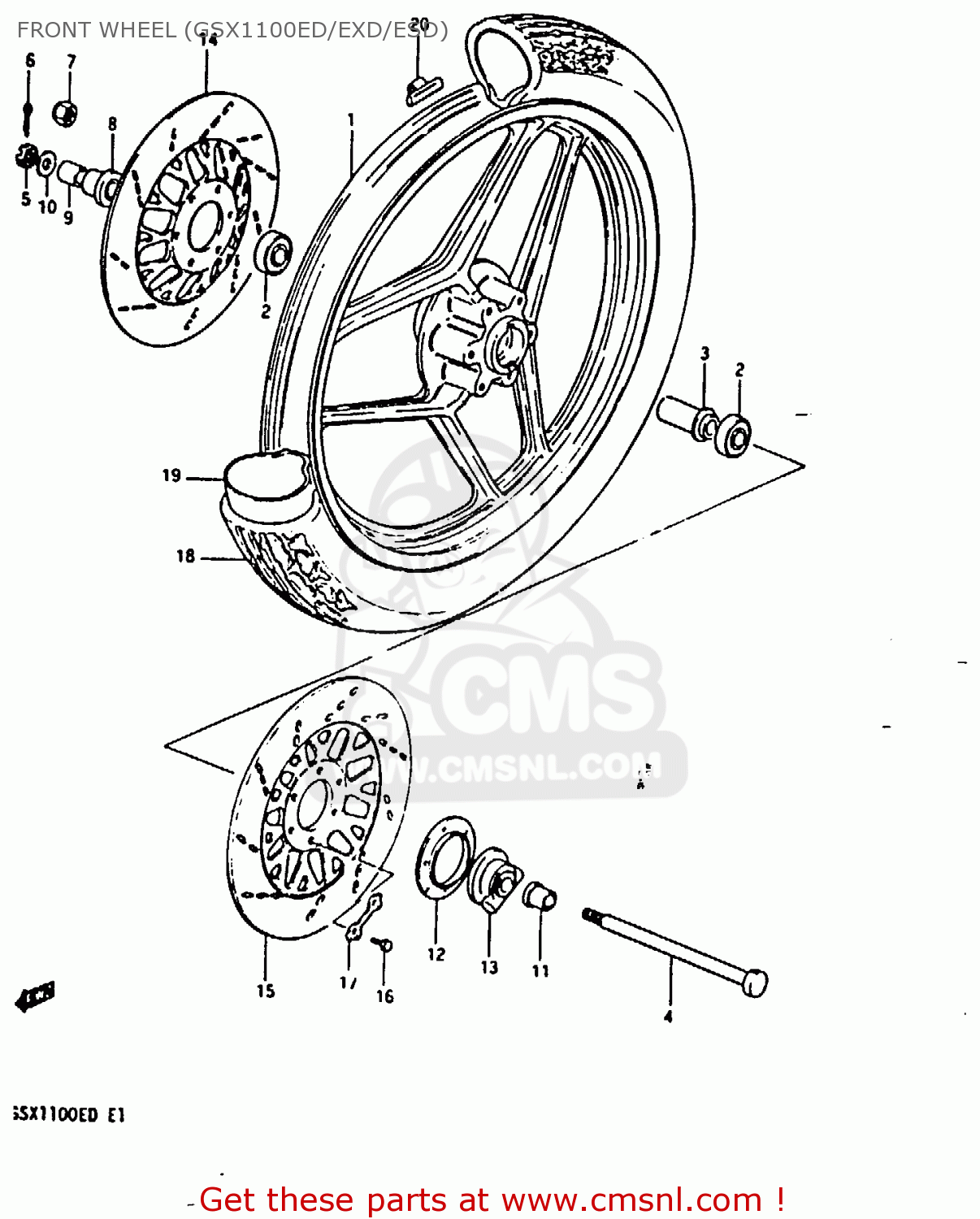 FRONT WHEEL (GSX1100ED/EXD/ESD) GSX1100EX 1983 (D) (E02)