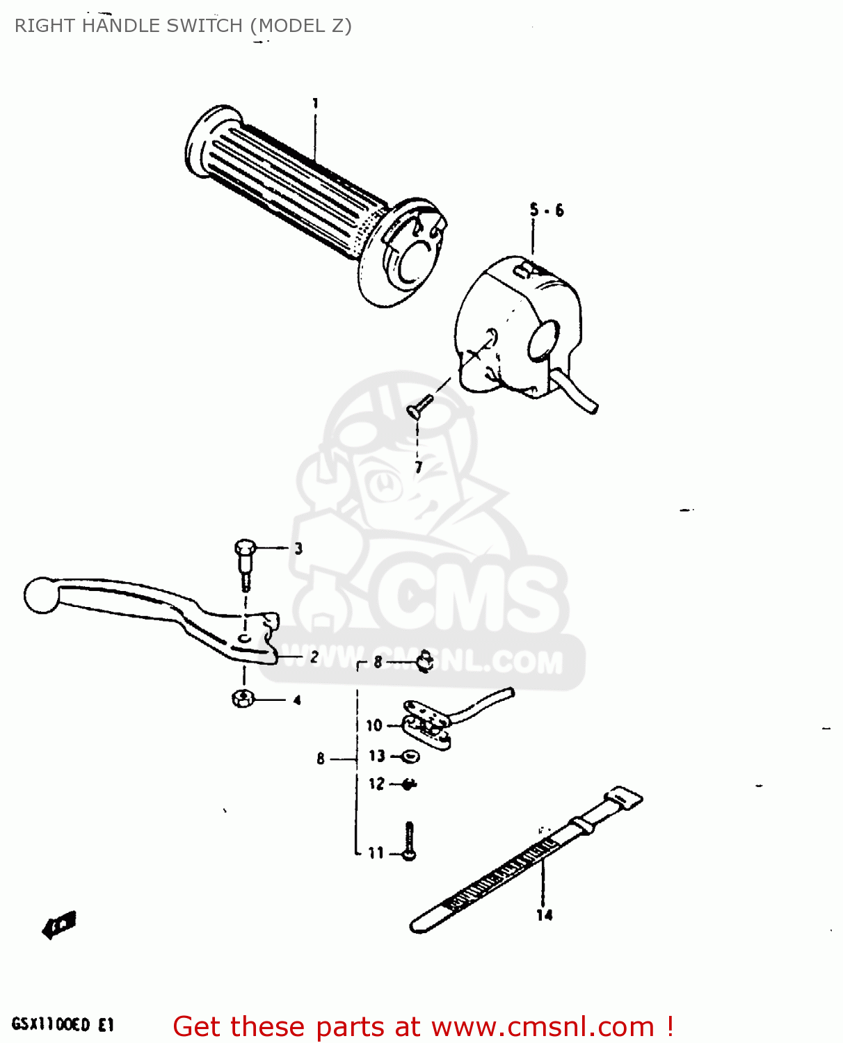 RIGHT HANDLE SWITCH (MODEL Z) GSX1100EX 1983 (D) (E02)