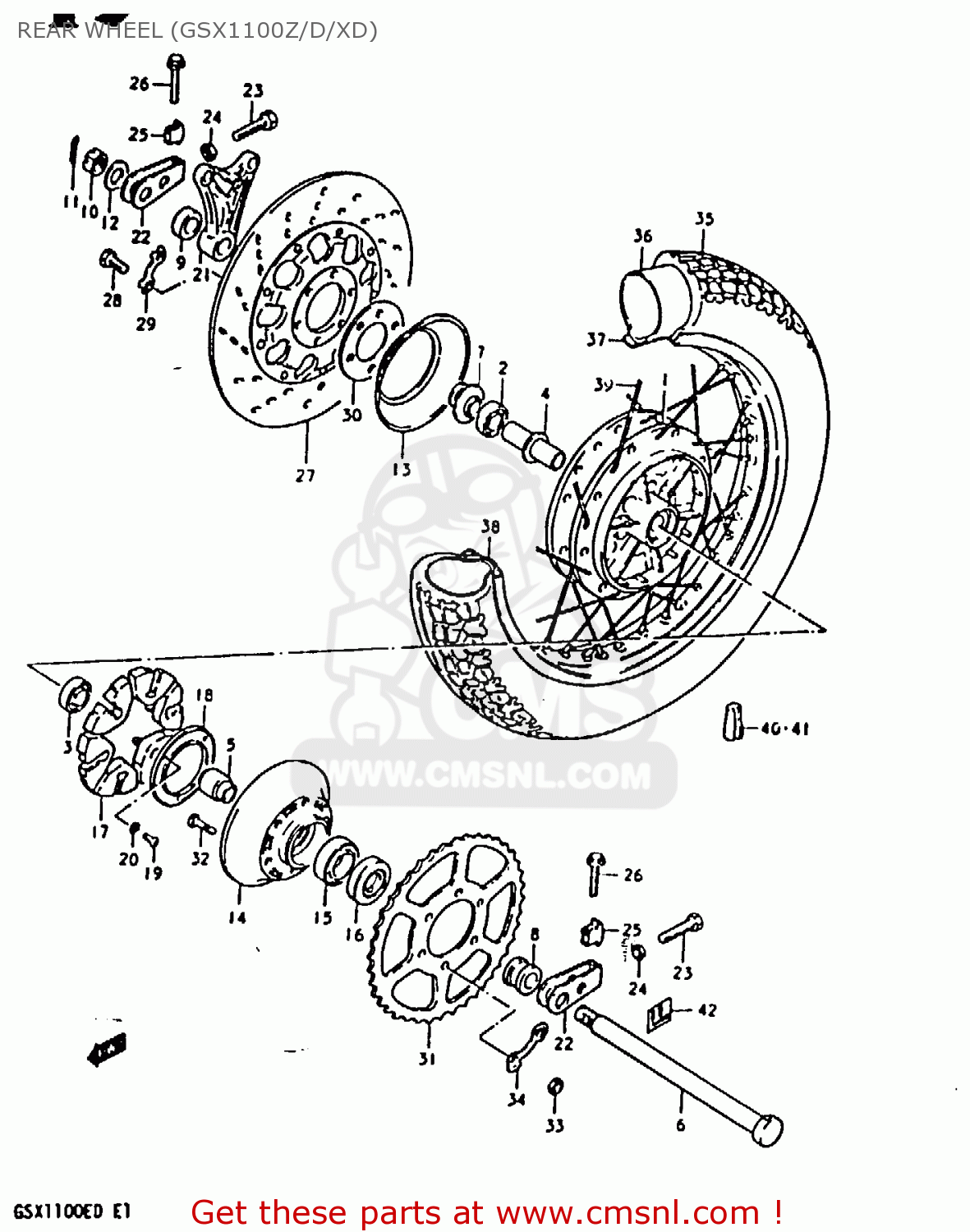 REAR WHEEL (GSX1100Z/D/XD) GSX1100EX 1983 (D) (E02)