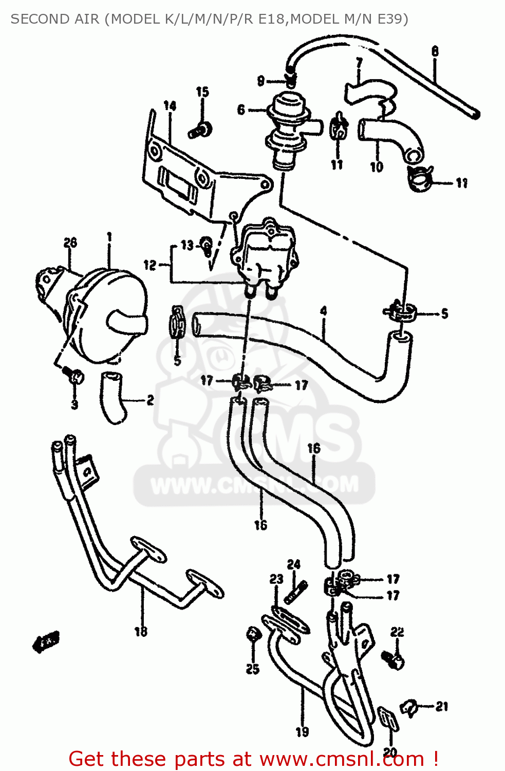 SECOND AIR (MODEL K/L/M/N/P/R E18,MODEL M/N E39) GSX1100F 1988 (J) (E01 E18 E75 E76 E78)