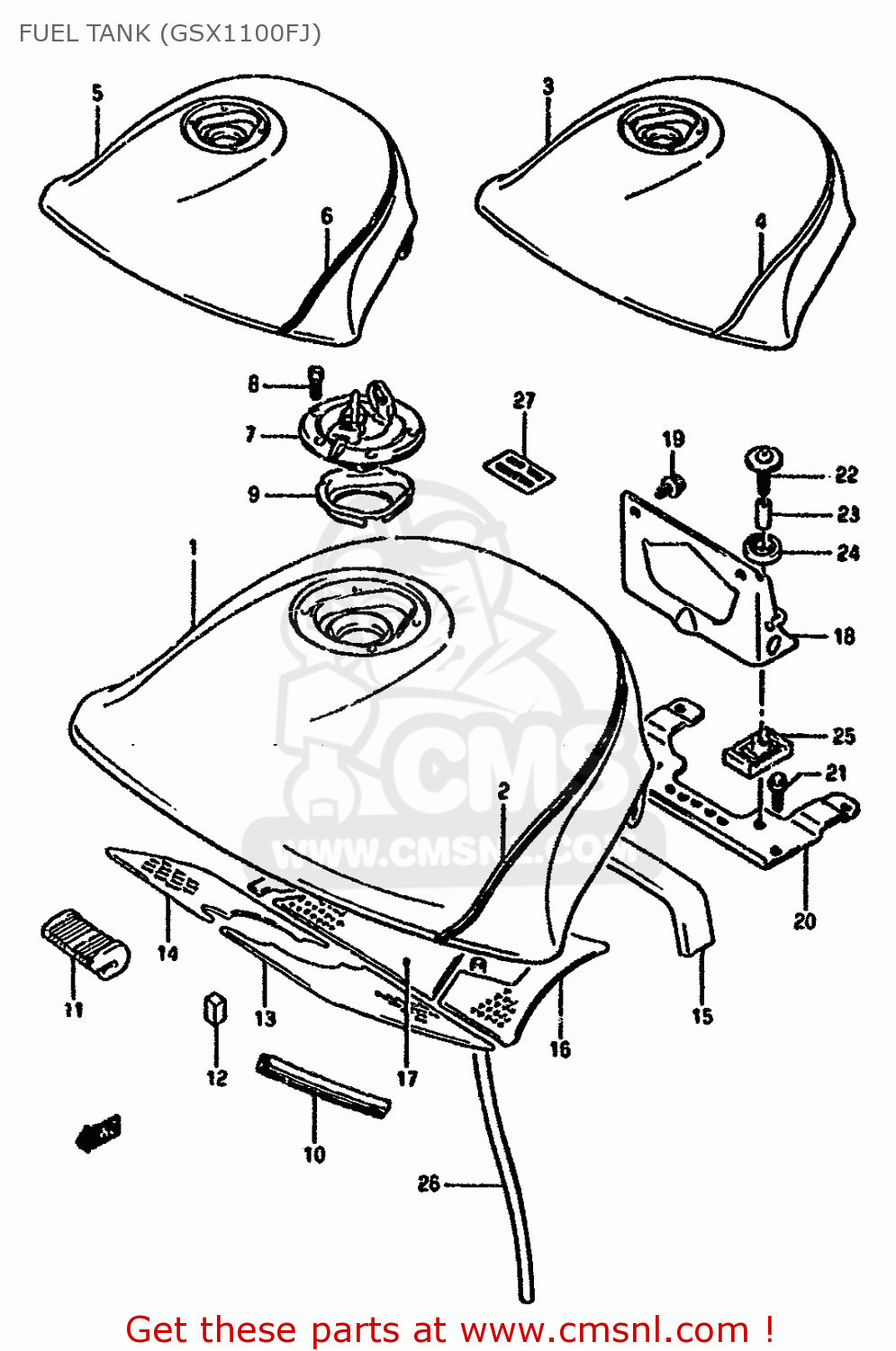 FUEL TANK (GSX1100FJ) GSX1100F 1988 (J) (E01 E18 E75 E76 E78)