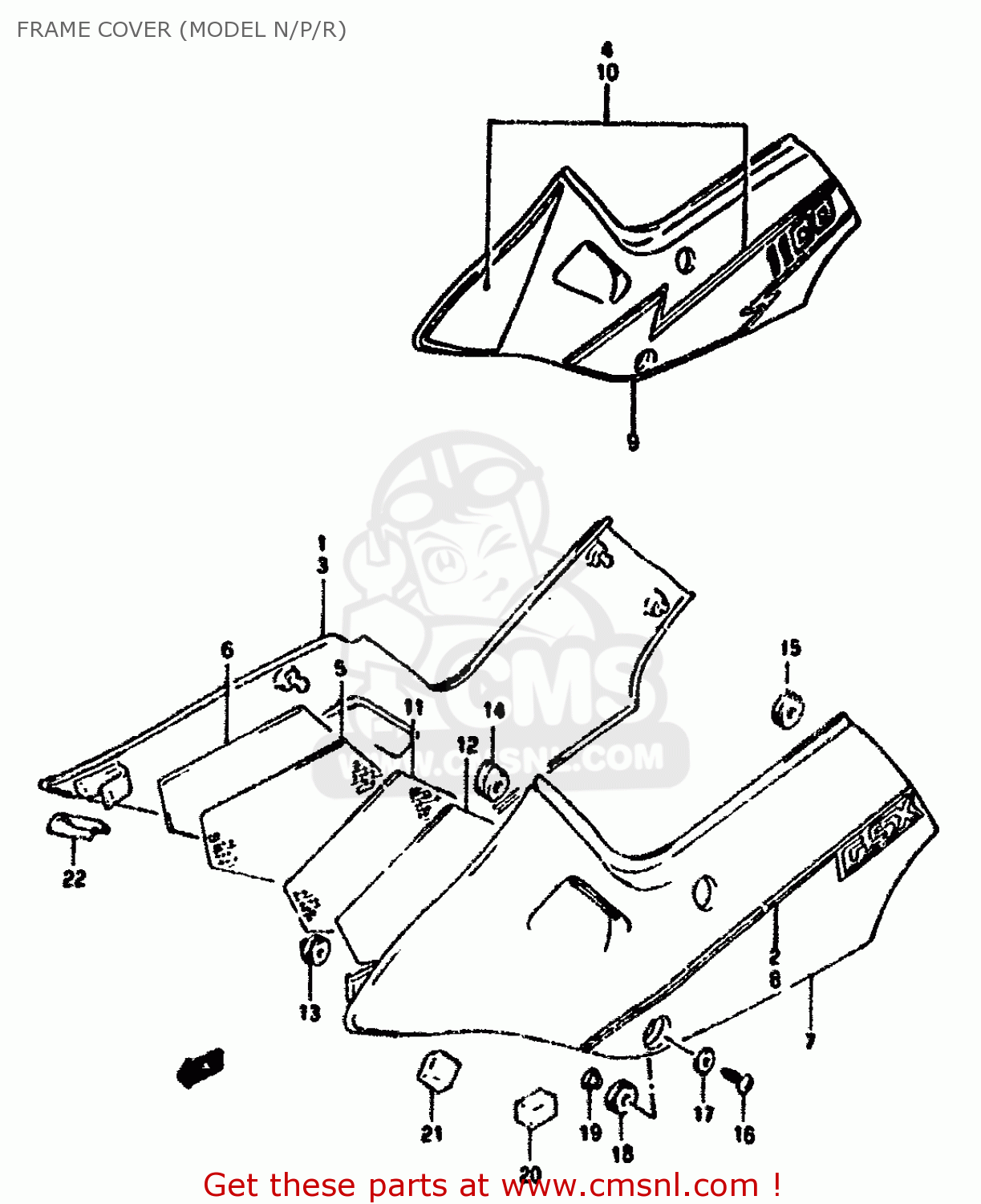 FRAME COVER (MODEL N/P/R) GSX1100F 1988 (J) (E01 E18 E75 E76 E78)