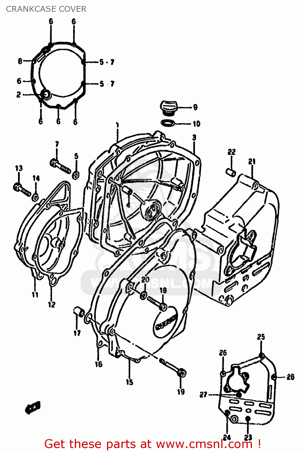 CRANKCASE COVER GSX1100F 1988 (J) (E01 E18 E75 E76 E78)