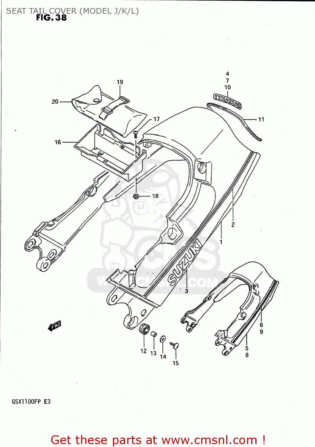 Suzuki GSX1100F 1988 (J) USA (E03) SEAT TAIL COVER (MODEL J/K/L) - buy ...