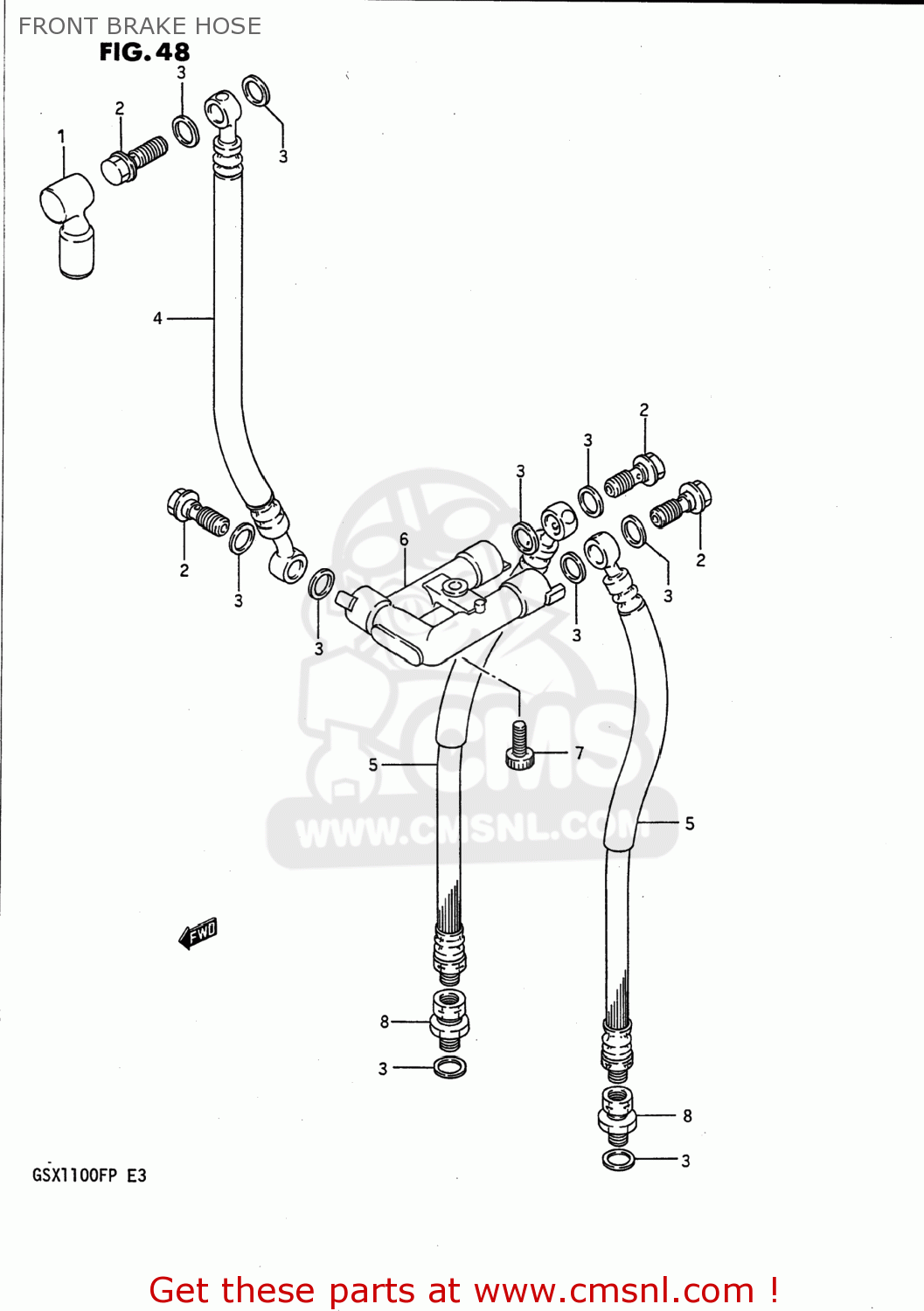 FRONT BRAKE HOSE GSX1100F 1988 (J) USA (E03)