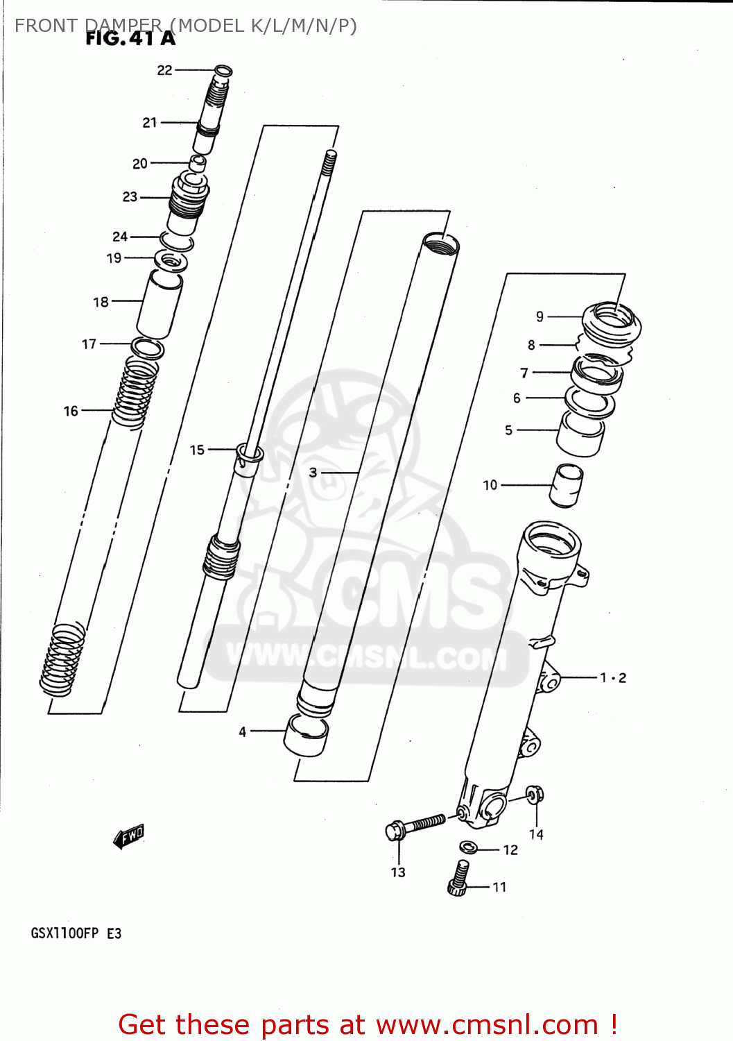 FRONT DAMPER (MODEL K/L/M/N/P) GSX1100F 1988 (J) USA (E03)