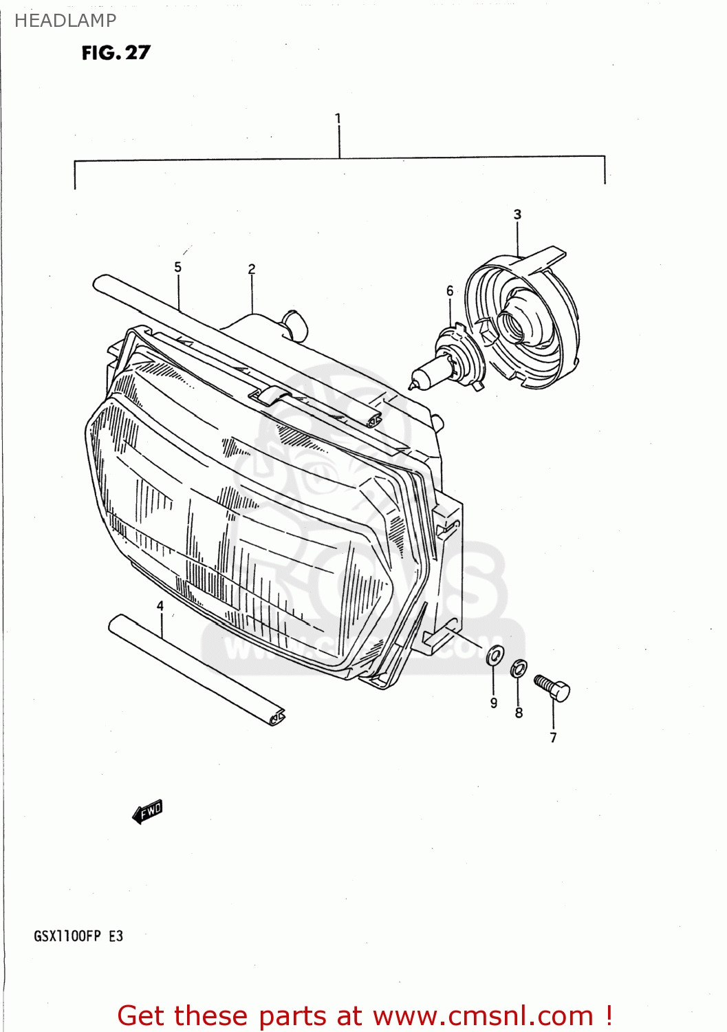 HEADLAMP GSX1100F 1988 (J) USA (E03)