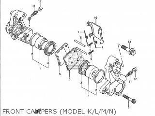 FRONT CALIPERS (MODEL K/L/M/N) - GSX1100F 1988 (J) USA (E03)