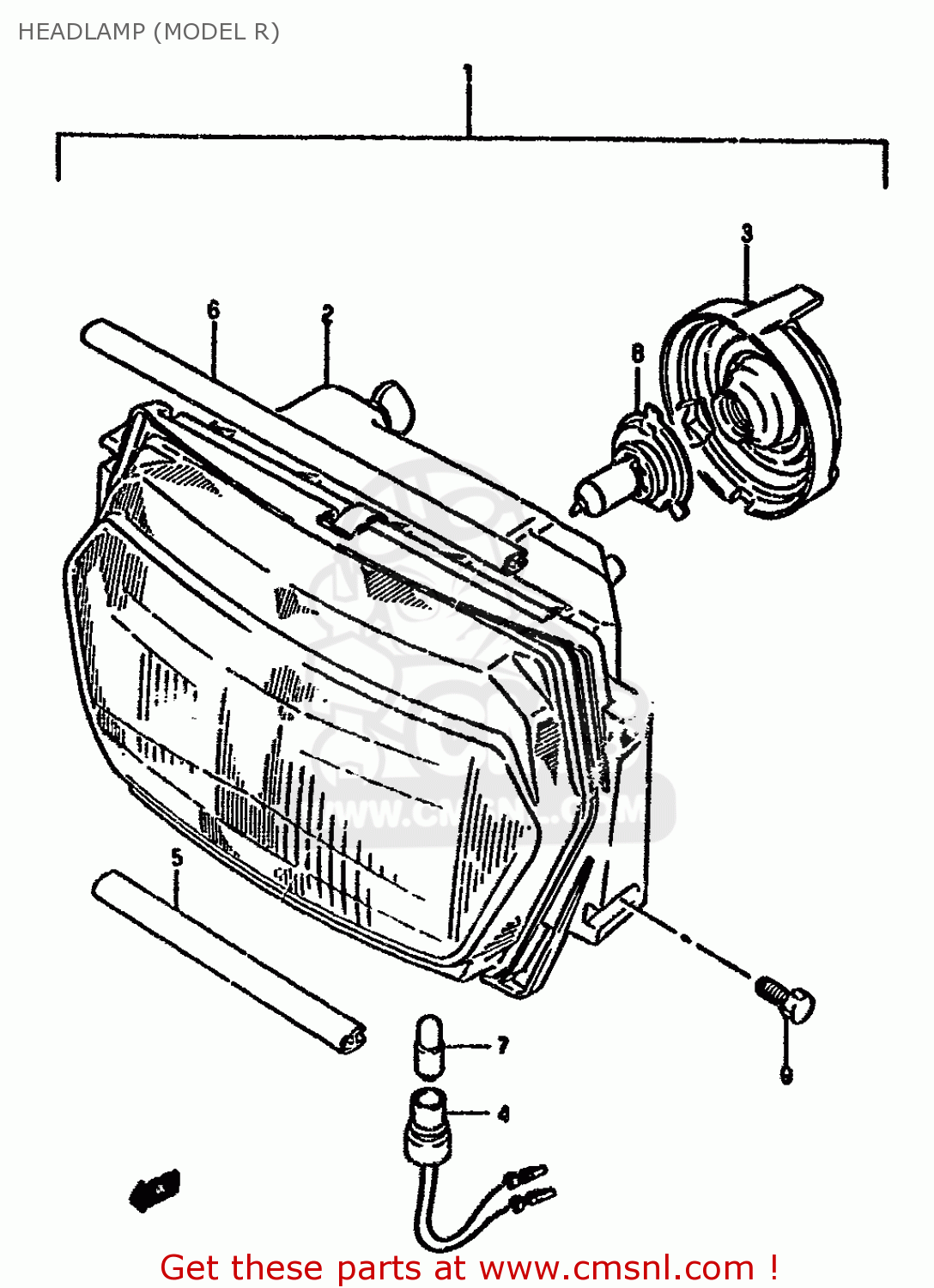 HEADLAMP (MODEL R) GSX1100F 1989 (K) (E01 E02 E04 E15 16 17 18 21 22 24 25 34 39 53