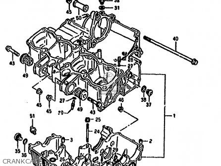 CRANKCASE - GSX1100F 1989 (K) (E01 E02 E04 E15 16 17 18 21 22 24 25 34 39 53