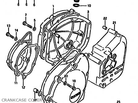 CRANKCASE COVER - GSX1100F 1989 (K) (E01 E02 E04 E15 16 17 18 21 22 24 25 34 39 53