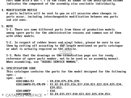 * CATALOG PREFACE * - GSX1100F 1989 (K) (E01 E02 E04 E15 16 17 18 21 22 24 25 34 39 53