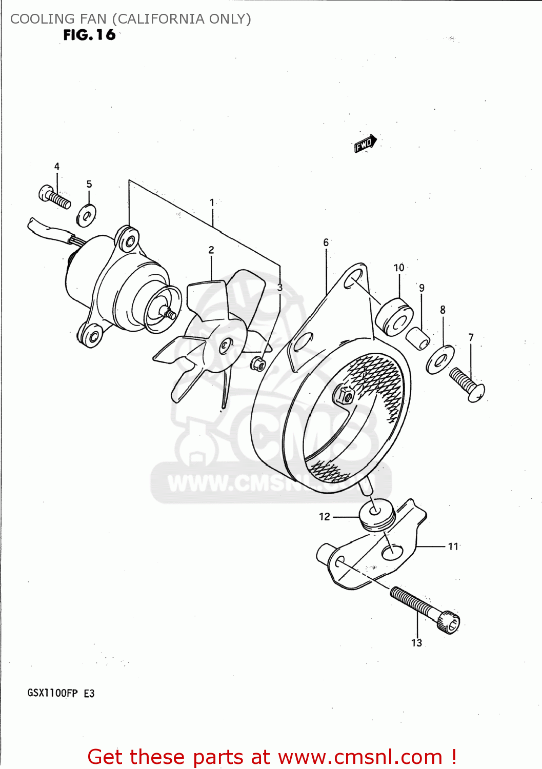 COOLING FAN (CALIFORNIA ONLY) GSX1100F 1989 (K) USA (E03)