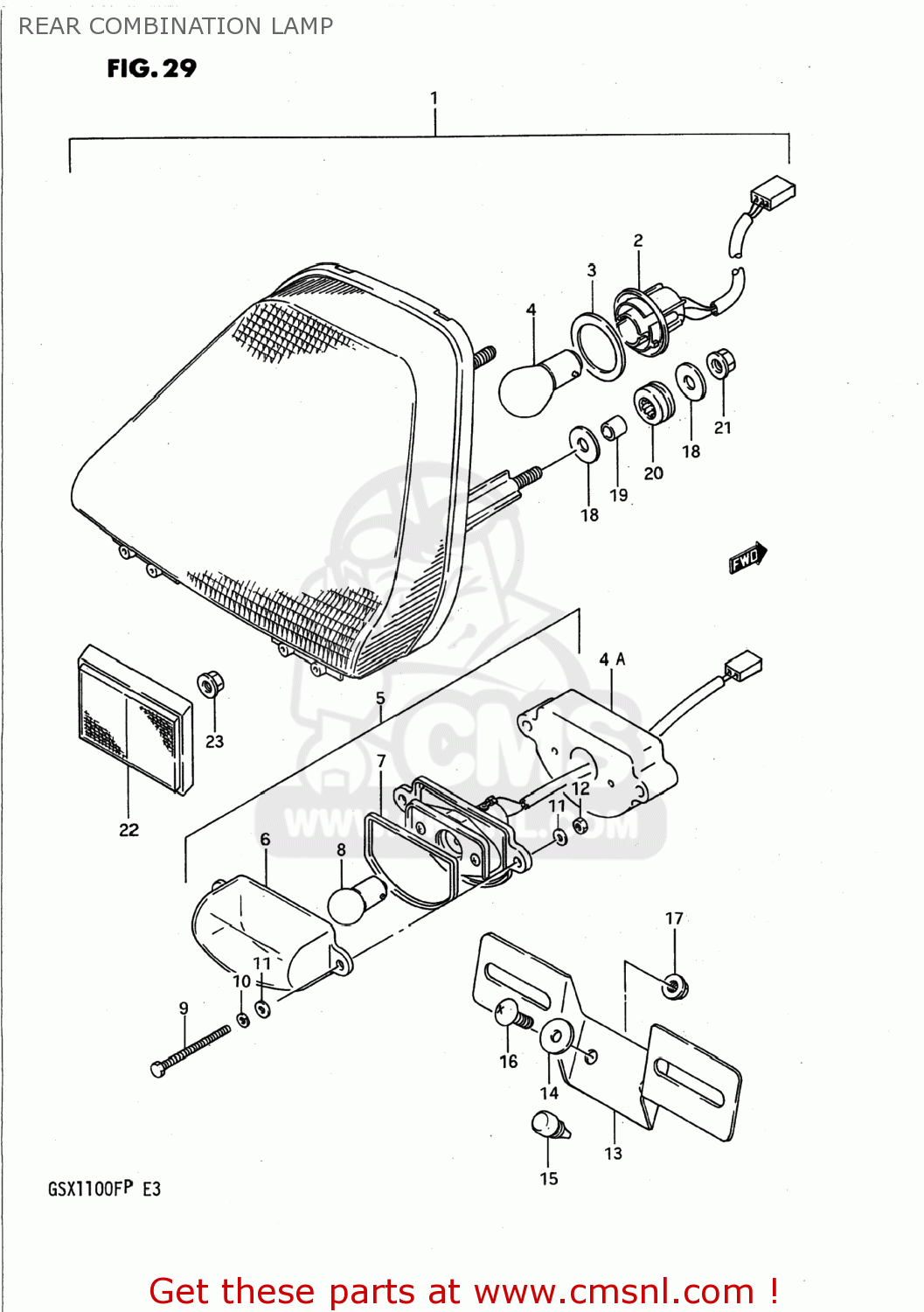 REAR COMBINATION LAMP GSX1100F 1989 (K) USA (E03)