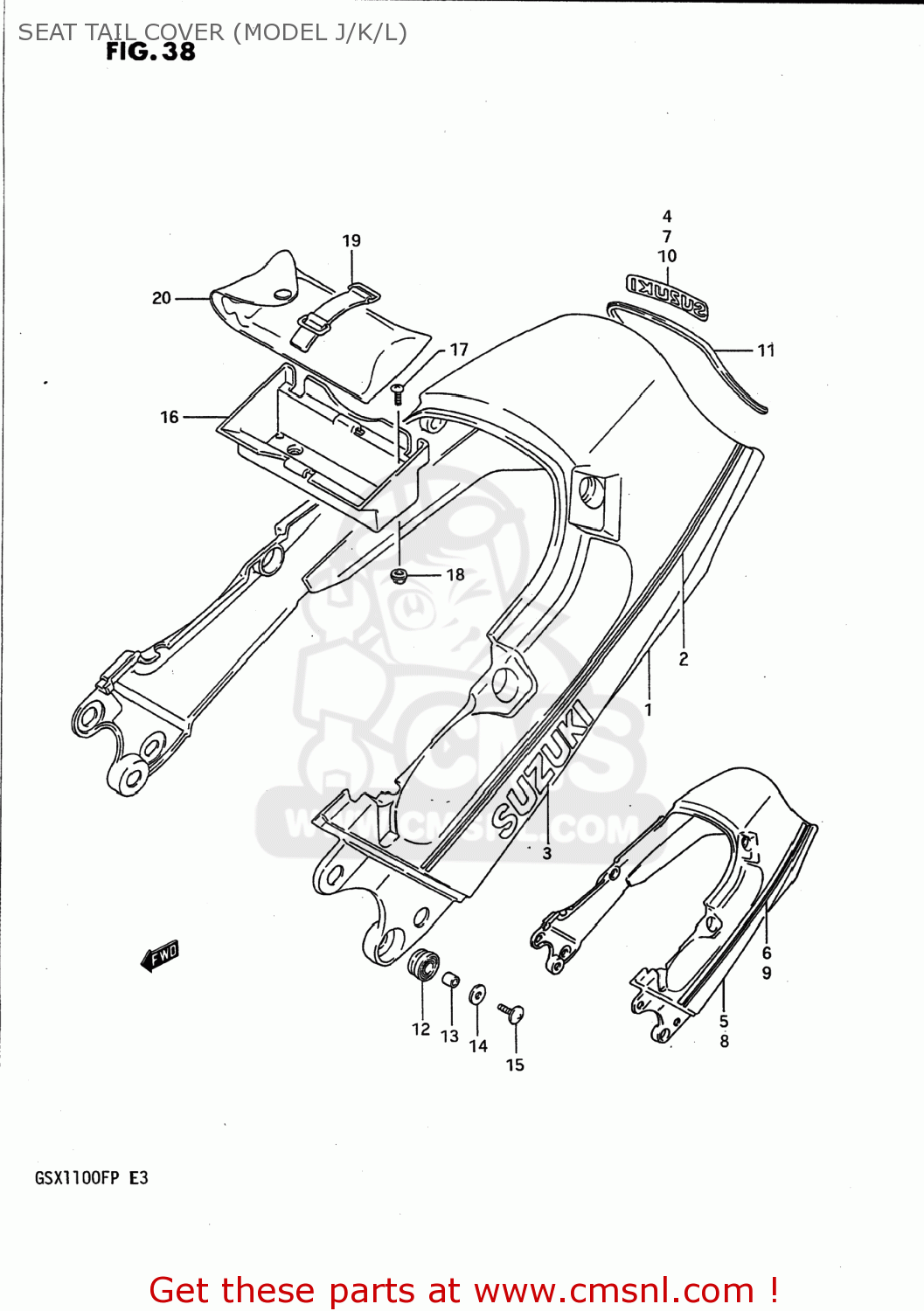 SEAT TAIL COVER (MODEL J/K/L) GSX1100F 1989 (K) USA (E03)
