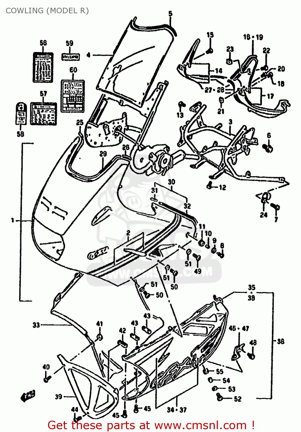 COWLING (MODEL R) GSX1100F 1990 (L) (E01 E02 E04 15 16 17 18 21 22 24 25 34 39 53)