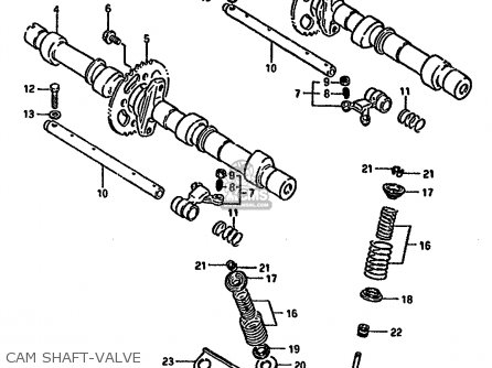 CAM SHAFT-VALVE - GSX1100F 1990 (L) (E01 E02 E04 15 16 17 18 21 22 24 25 34 39 53)