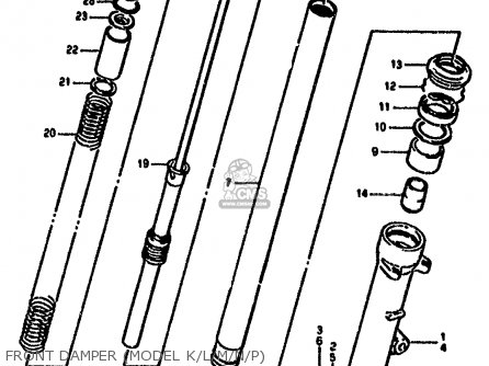 FRONT DAMPER (MODEL K/L/M/N/P) - GSX1100F 1990 (L) (E01 E02 E04 15 16 17 18 21 22 24 25 34 39 53)