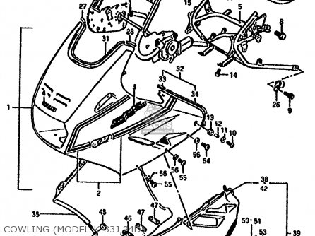 COWLING (MODEL K 33J,24D) - GSX1100F 1990 (L) (E01 E02 E04 15 16 17 18 21 22 24 25 34 39 53)