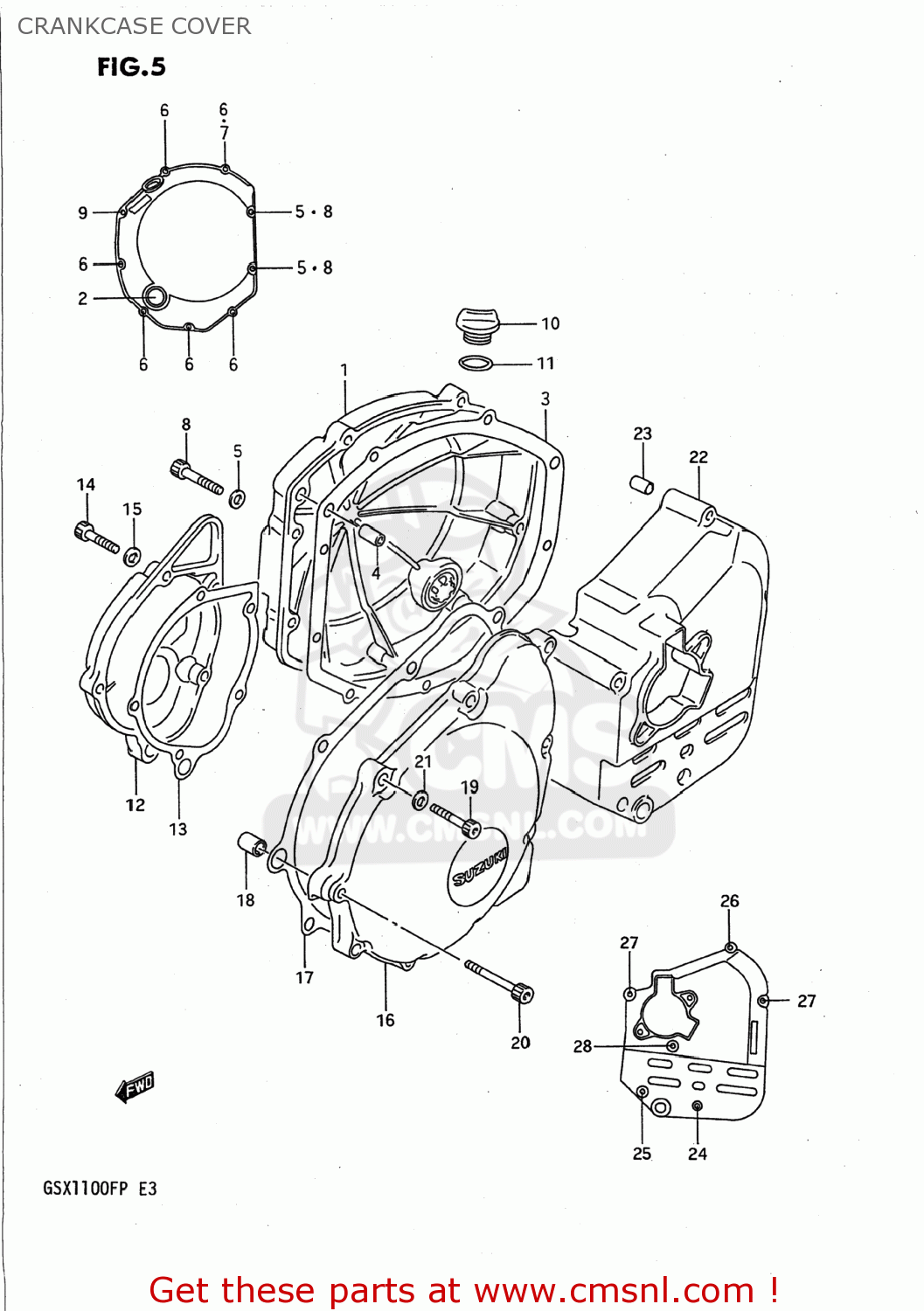 CRANKCASE COVER GSX1100F 1990 (L) USA (E03)