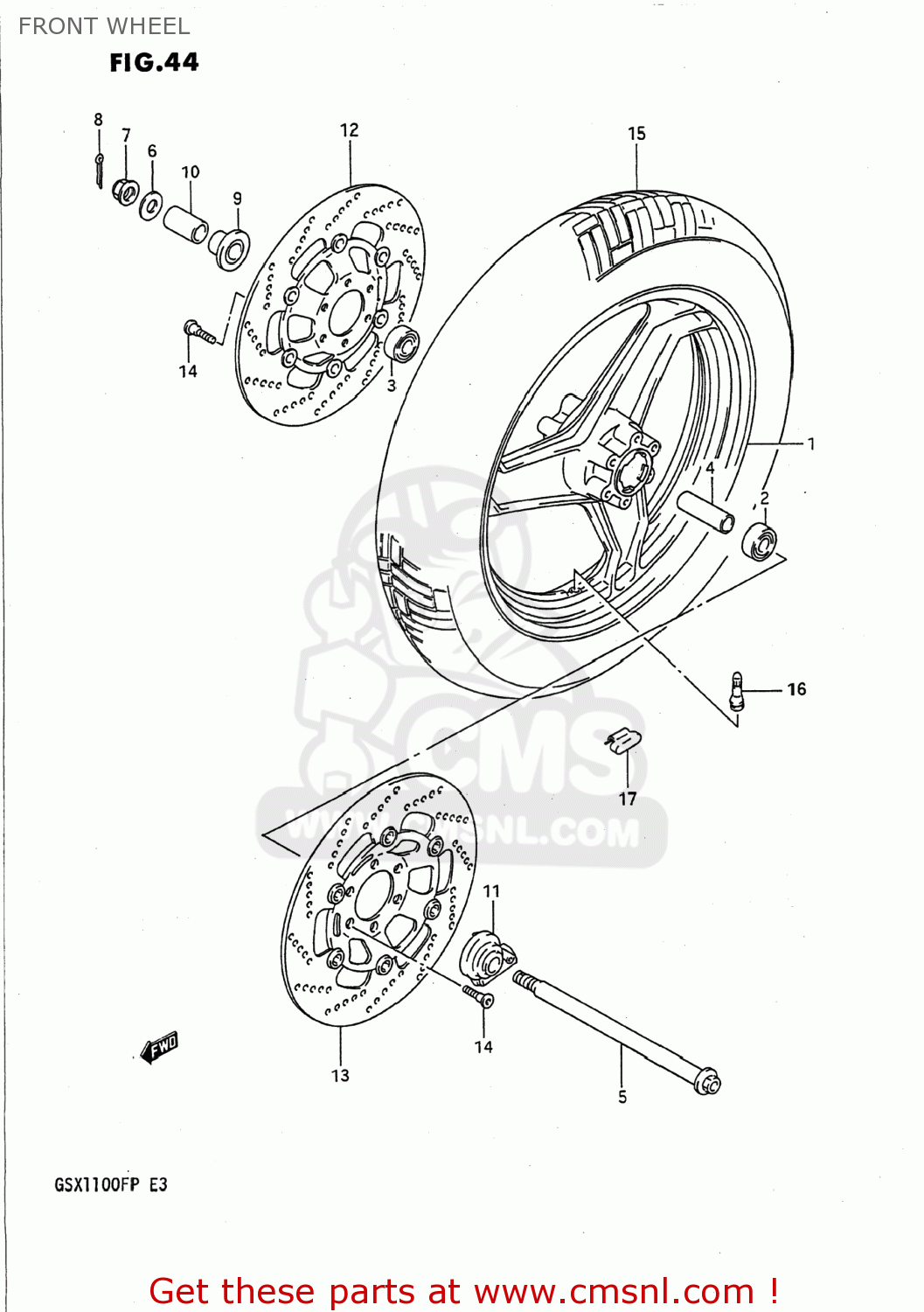 FRONT WHEEL GSX1100F 1990 (L) USA (E03)