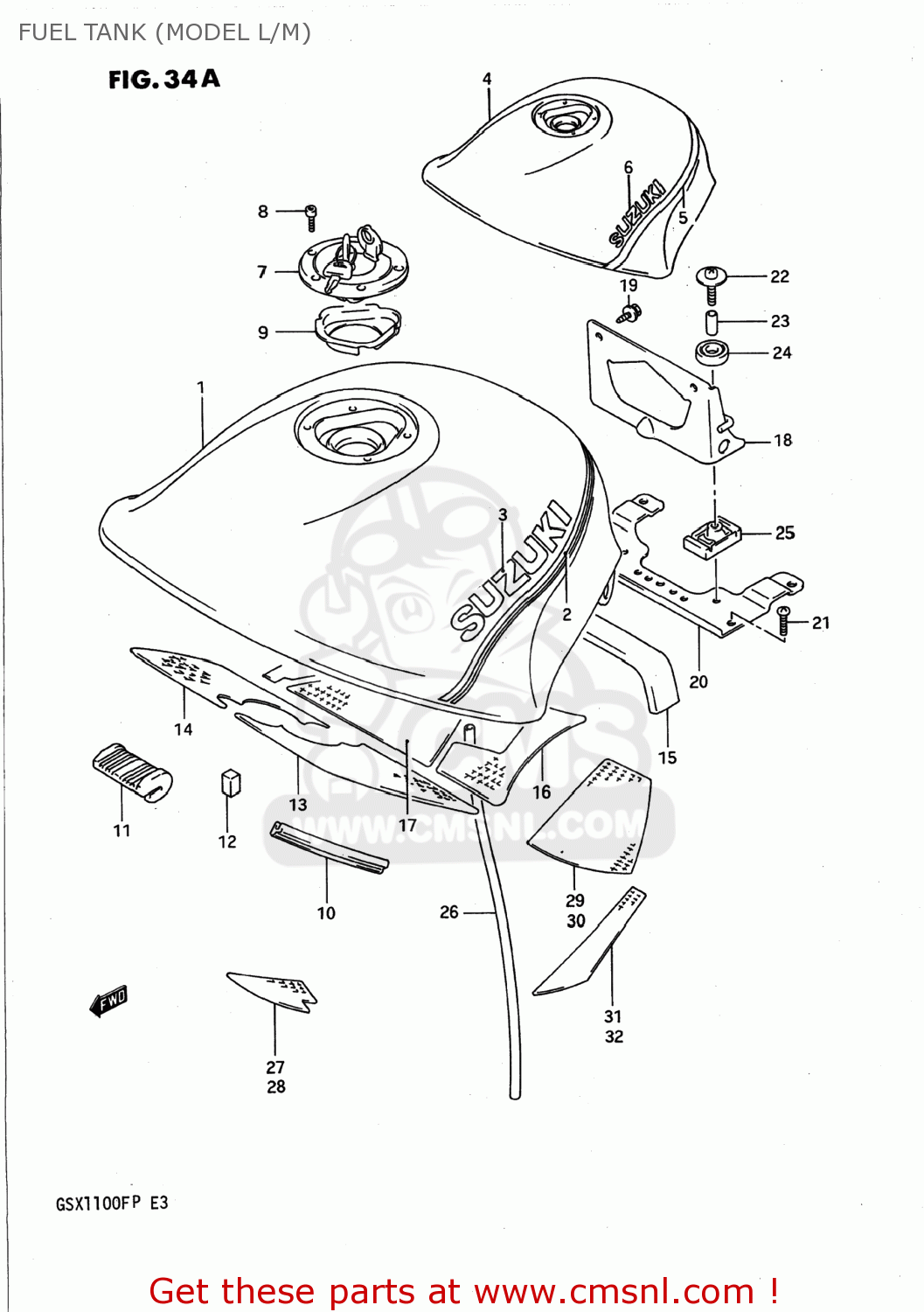 FUEL TANK (MODEL L/M) GSX1100F 1990 (L) USA (E03)