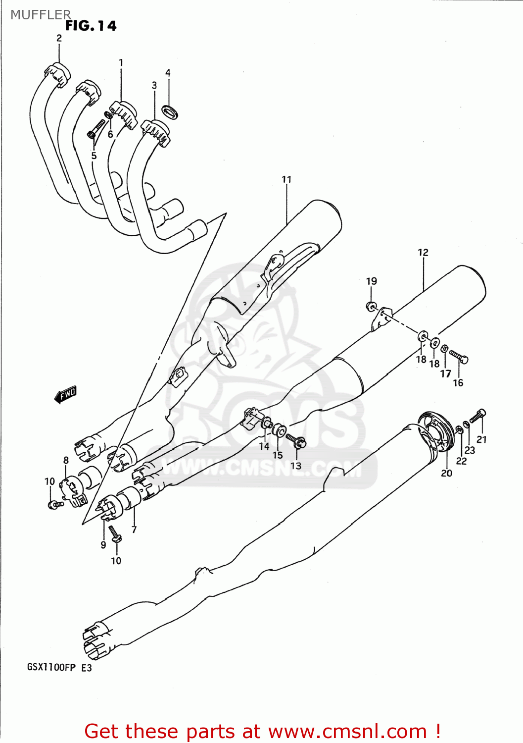 MUFFLER GSX1100F 1990 (L) USA (E03)