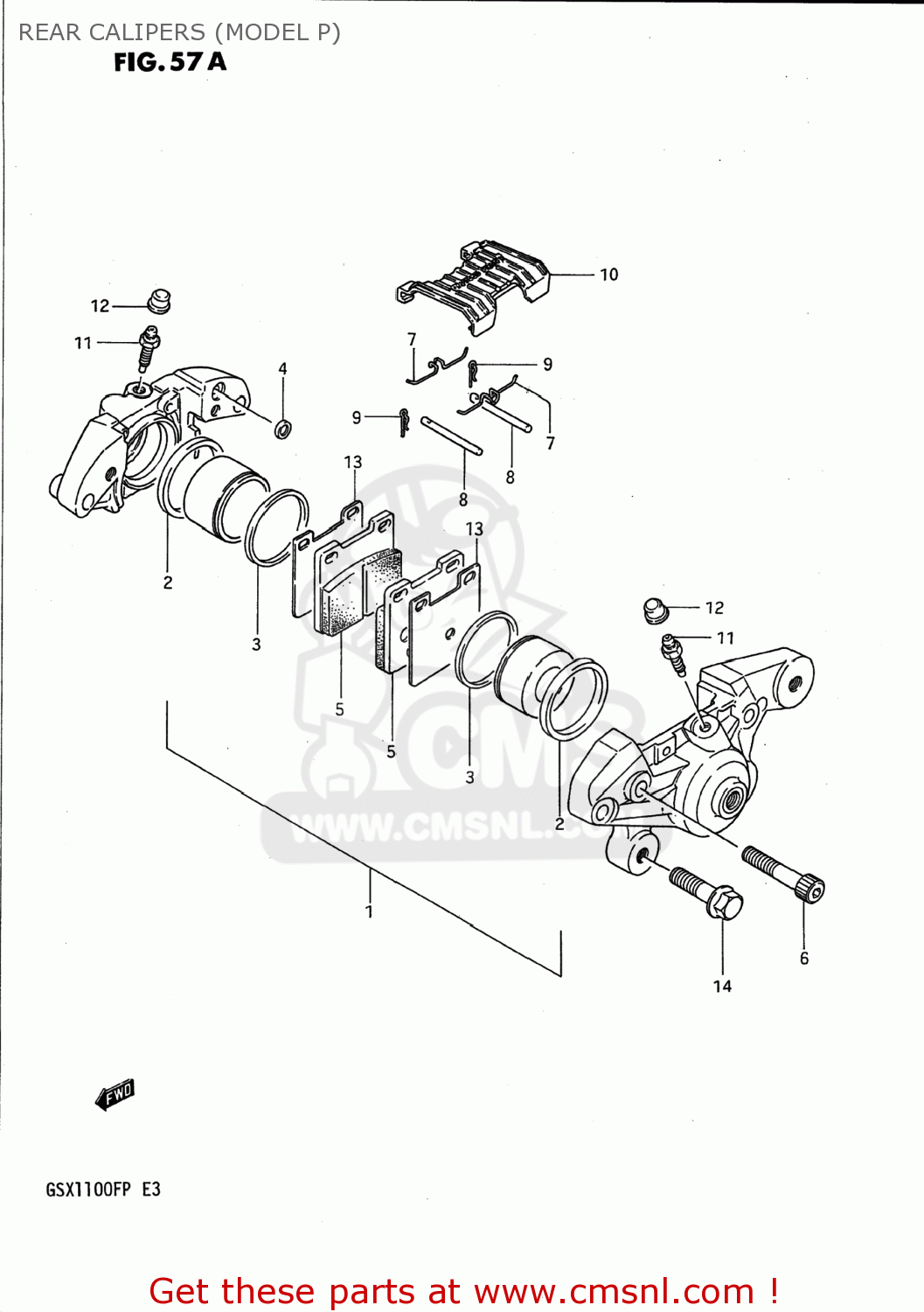 REAR CALIPERS (MODEL P) GSX1100F 1990 (L) USA (E03)