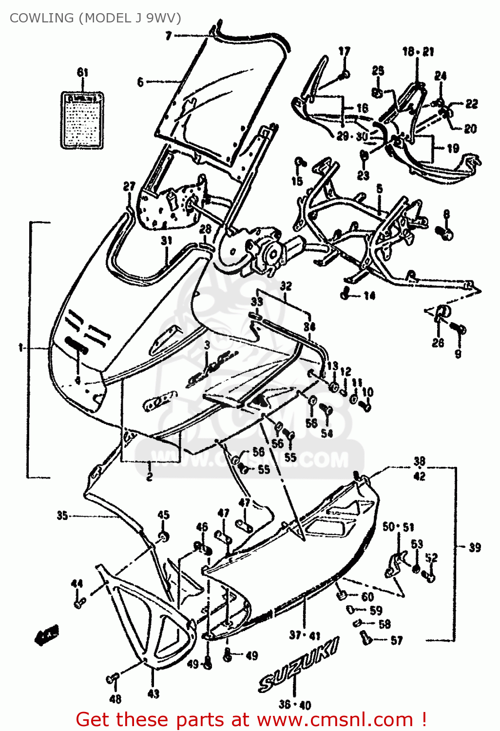 COWLING (MODEL J 9WV) GSX1100F 1991 (M) (E01 E02 E04 15 16 17 18 21 22 24 25 34 39 53)