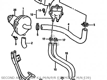 SECOND AIR (MODEL K/L/M/N/P/R E18,MODEL M/N E39) - GSX1100F 1991 (M) (E01 E02 E04 15 16 17 18 21 22 24 25 34 39 53)