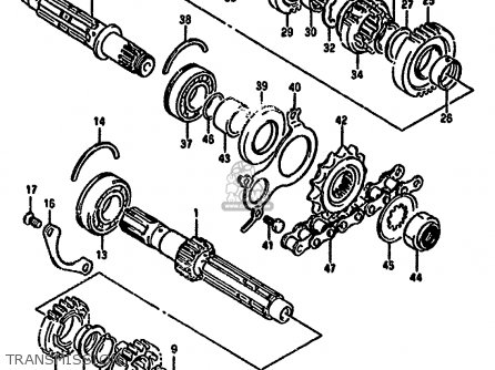 TRANSMISSION - GSX1100F 1991 (M) (E01 E02 E04 15 16 17 18 21 22 24 25 34 39 53)