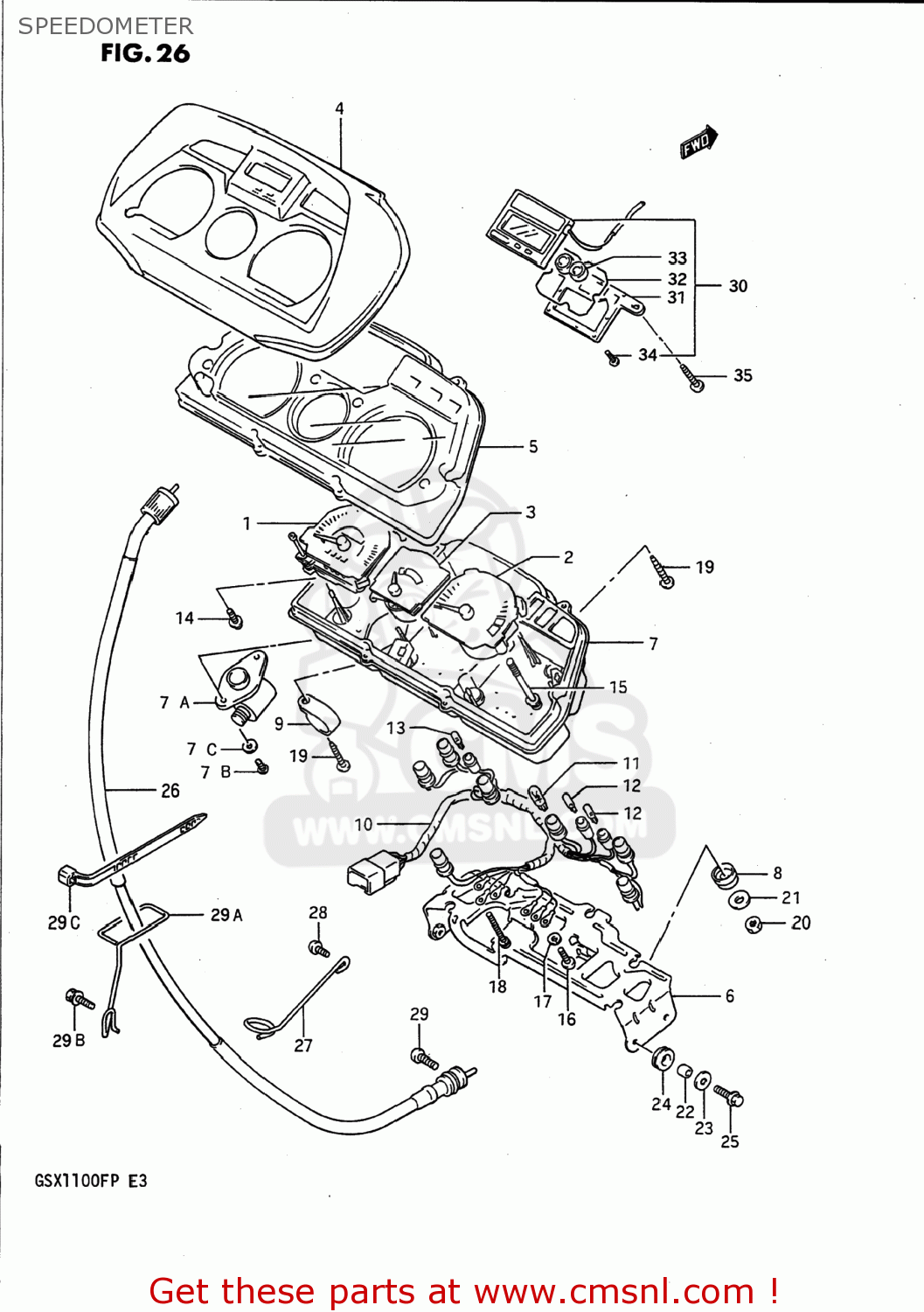 SPEEDOMETER GSX1100F 1991 (M) USA (E03)